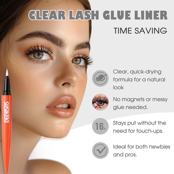 Lash Glue Liner Set 2-In-1 Black Eyelash Glue & Eyeliner+Clear Lash Glue Liner - Picture 4 of 13